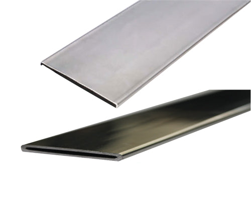 Platina decorativa inoxidable hueca. 25 x 4.8 mm. T-304 . Longitud 3 metros. Acabado Brillante