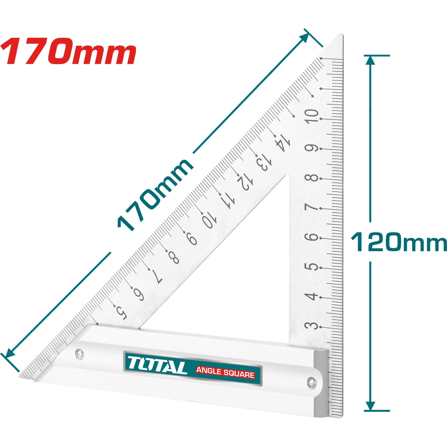 Escuadra de Acero 170 mm. Medición métrica.
