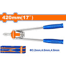 Remachadora 17"  Para remaches: 3.2mm, 4mm, 4.8mm. Acero y aluminio. Mango ergonómico.