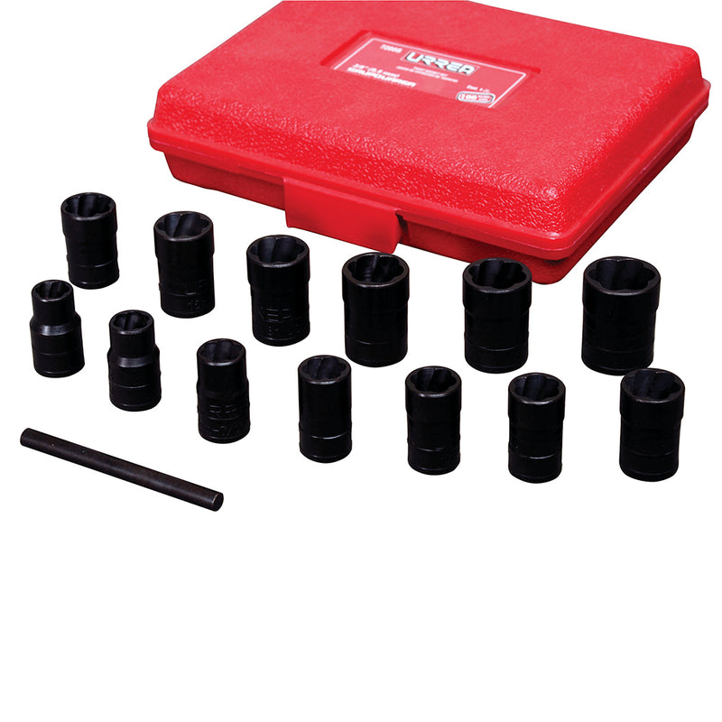 Juego de extractor tuercas barridas 14 piezas 3/8" Urrea