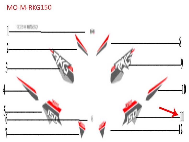 Calcomania izquierda lateral blanca (RKG150)