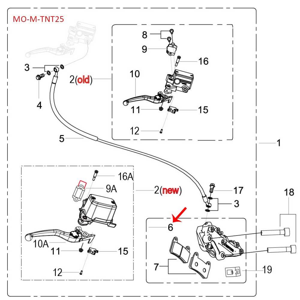 Pinza de freno delantero (TNT25 / TRK251 / LEONCINO250 / 302S)