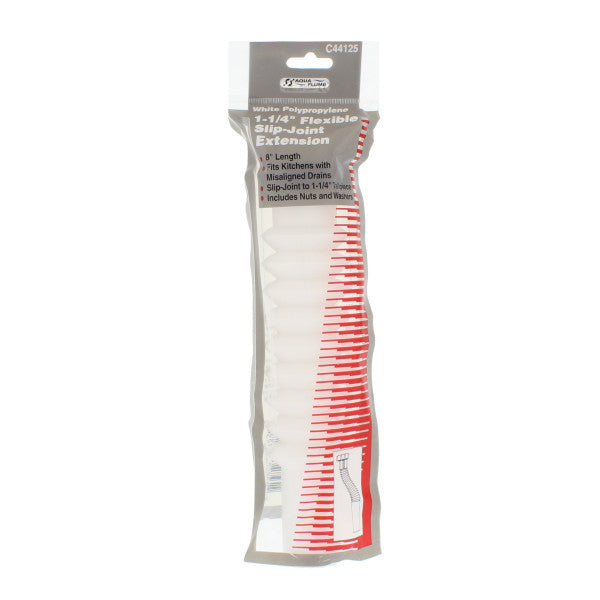 Extensión flexible de 1-1/4" x 8" para tuberías  para trampas de desague lavamanos