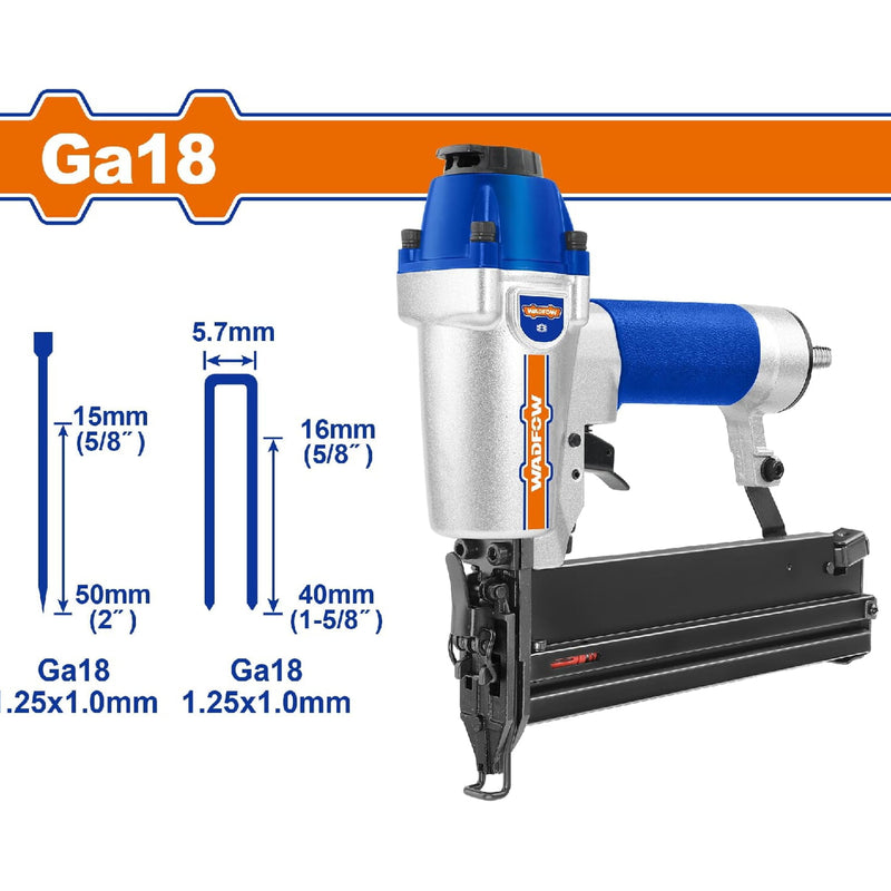Pistola de clavo y grapa neumática 2 en 1. Carga hasta 100 pzas. Medidas de clavos: 15-50mm.