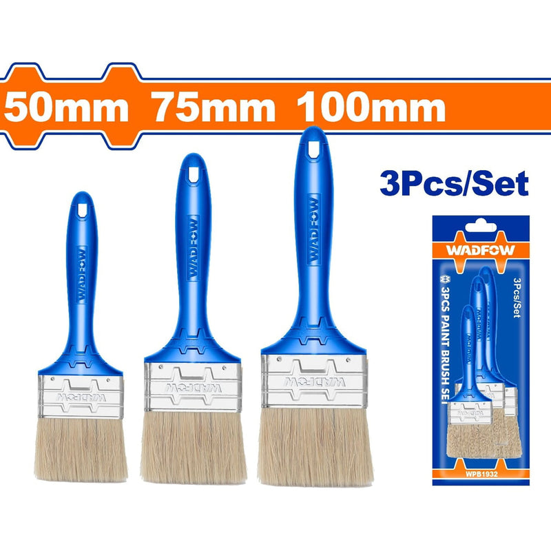 Brochas para pintar 50mm,75mm,100mm. Pintura a base de aceite. Mango de plástico. Set de 3.
