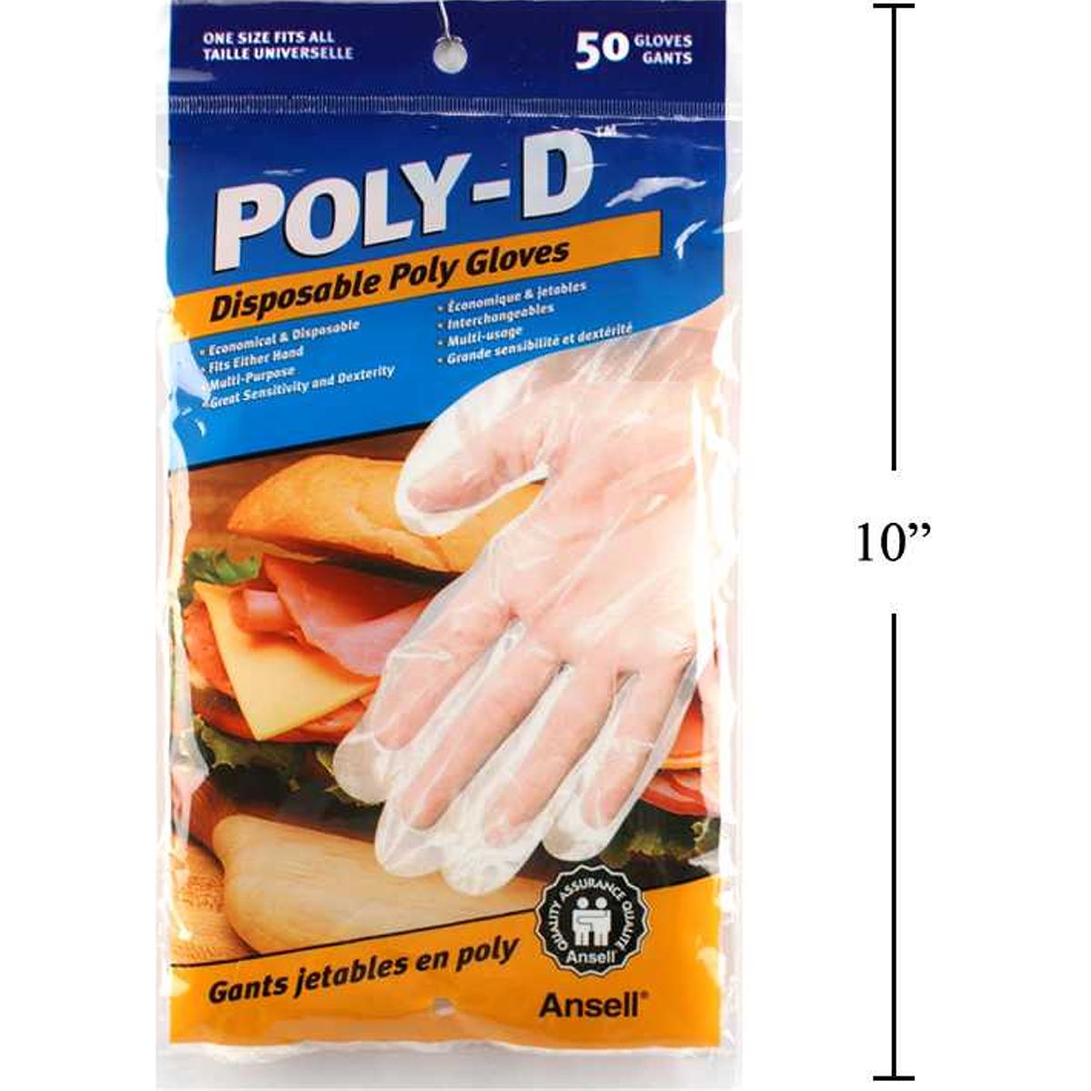 Guantes desechables de polietileno Paquete de 50 guantes desechables de polietileno, "Poly-D"