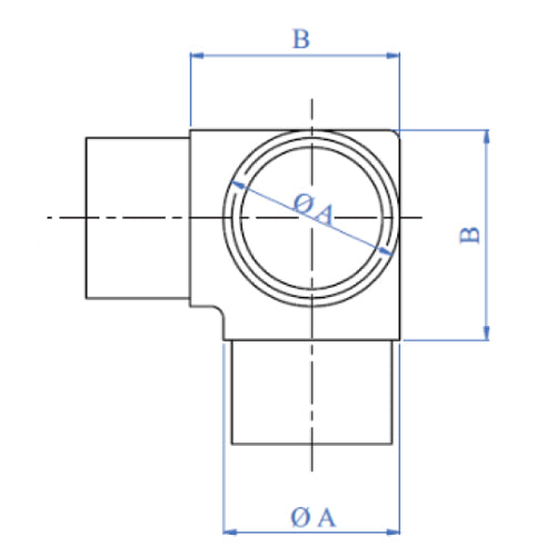 Conector "T" esquinero para Tubo de 2".
