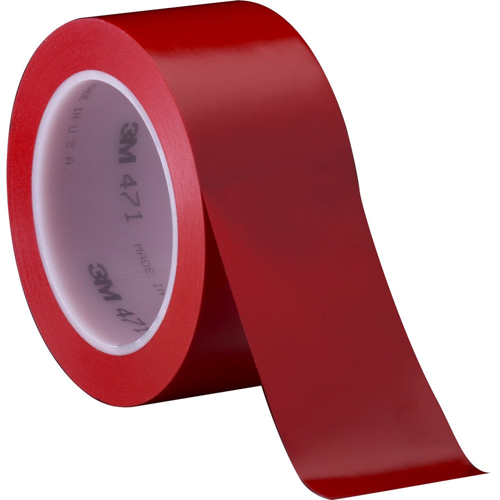 Cinta adhesiva de vinilo 3M para demarcacion de 50mm x 30m. Color rojo