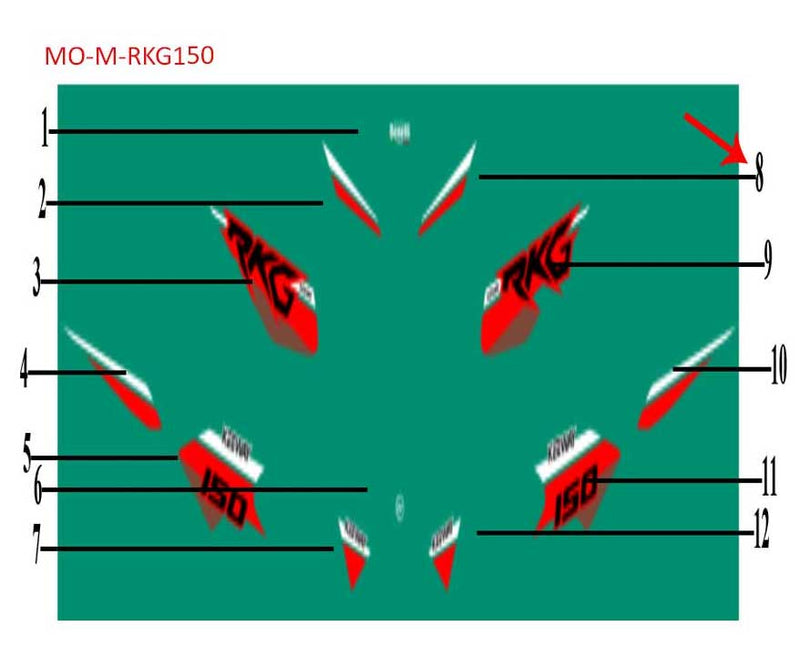 Calcomania izquierda del frontal negra (RKG150)
