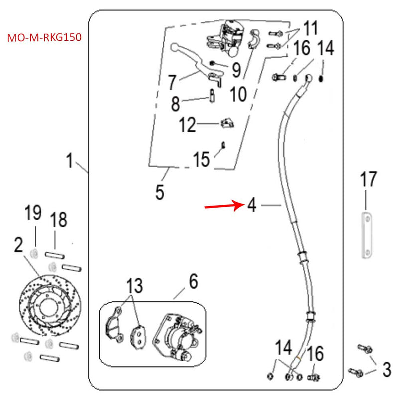 Manguera de freno delantero (RKG150)