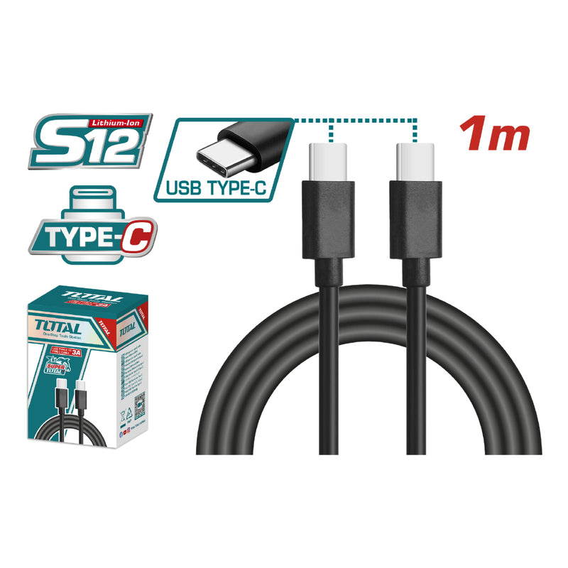 Cable USB tipo C a tipo C Longitud. 1m. Ideal para dispositivos. TPTAL