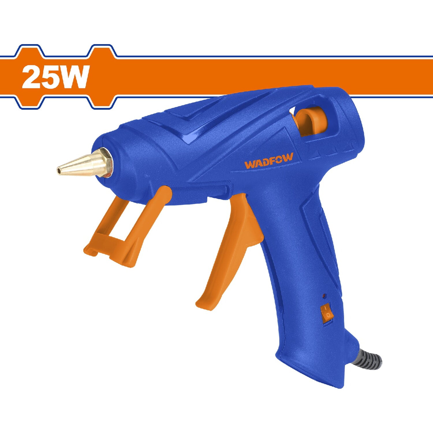 Pistola de Silicón 25W. 110-120V. Diámetro de la barra: 11mm. Incluye 2 barras de pegamento.