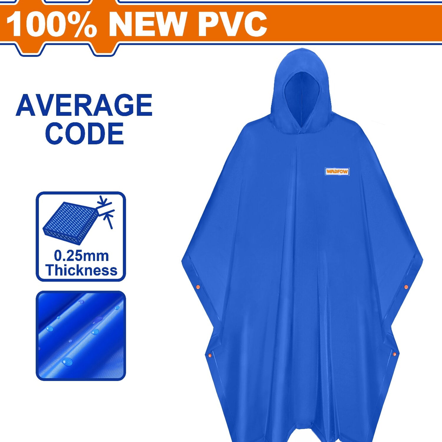 Capote impermeable para lluvia. 100% PVC. Tamaño: 50"x80". Espesor:0.25mm.