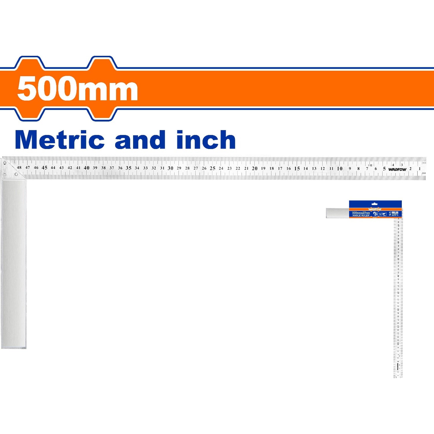 Escuadra en forma de L de Acero Inoxidable  20"  Angulo 90º  Mide metros y pulgadas