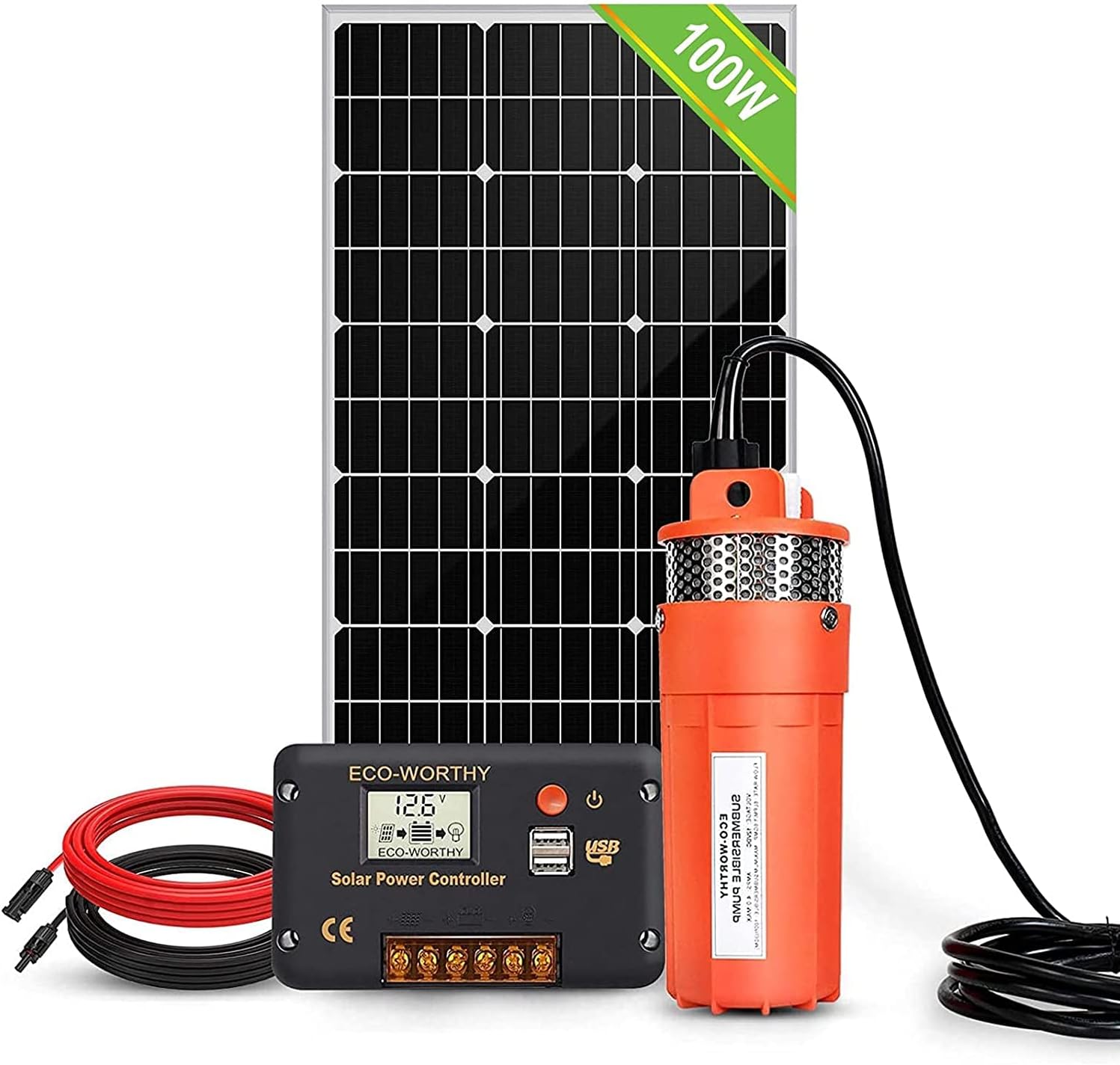 Bomba de agua sumergible de carga solar de 100W/12V, Set de 4 piezas