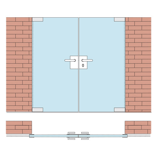 Recibidor puerta doble p/Cerradura cuadrada de alta calidad. Inox 304. Satinado.Vidrio 10-12mm