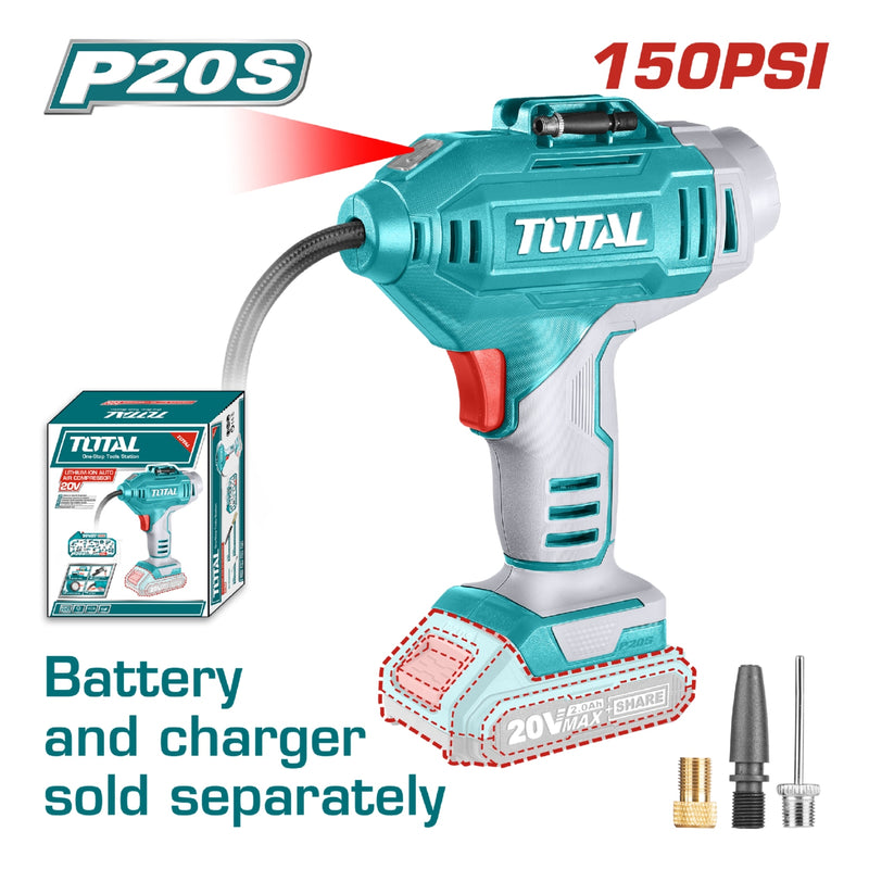 Mini compresor de llantas inalámbrico 20V  No incluye bateria ni cargador.