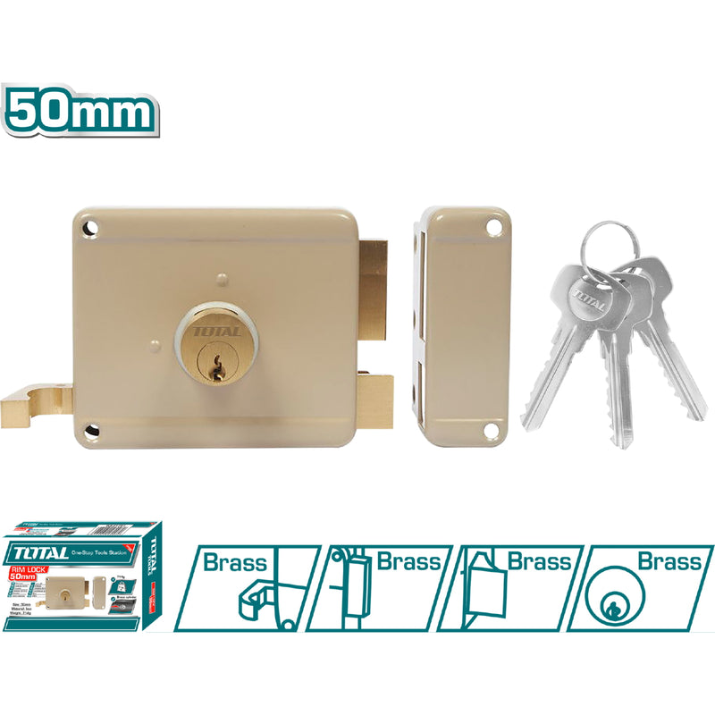 Cerradura de sobreponer para puertas de madera. Derecha de 50mm