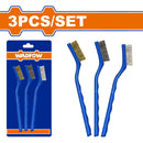 Cepillos de alambre abrasivos 7". 3 piezas. Con mango de plástico. (Tipo: Nylon, Latón y Cerdas).