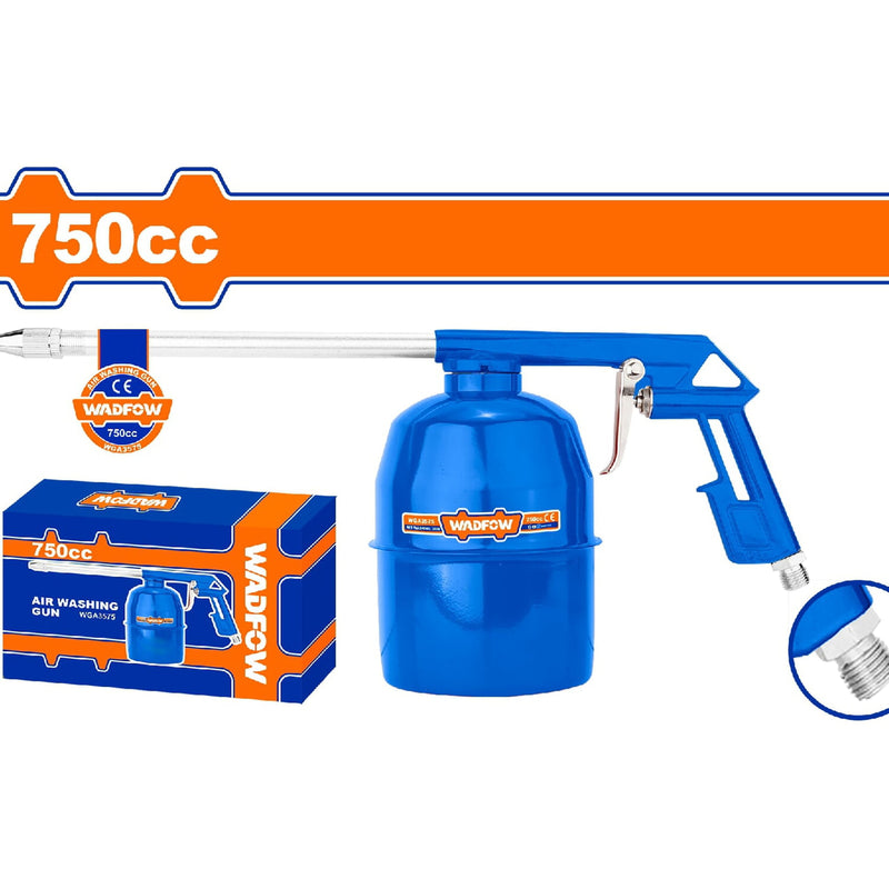Pistola spray 750cc de aire Capacidad de Lavado: 0.75L. Tamaño de la boquilla: 185mm. Presión: 4 Bar.