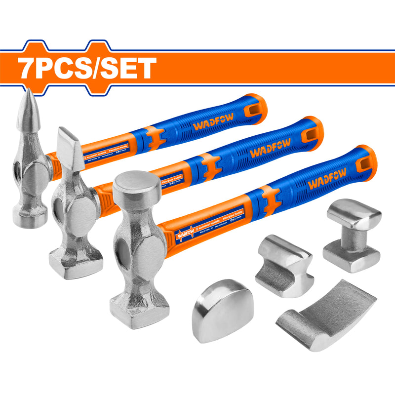 Martillos para Chapistería. 7 pzs. chapistero Tratamiento térmico. Mango de Fibra de Vidrio.