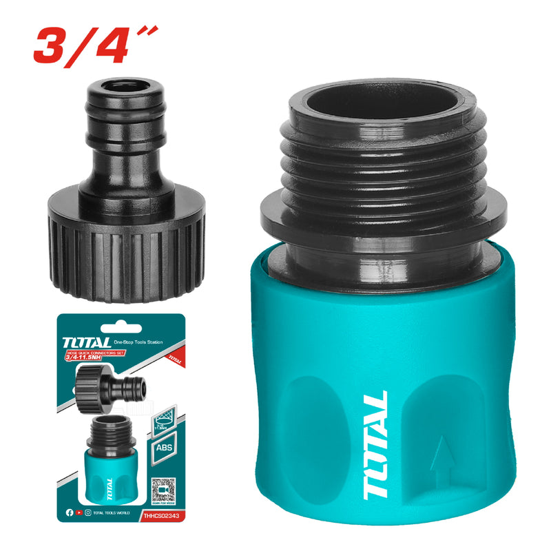 Conector rápido para manguera 3/4" con adaptador de grifo. 2 piezas.