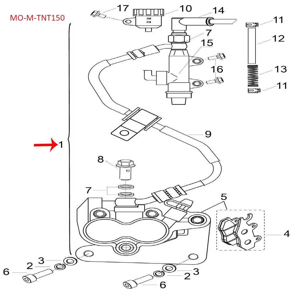 Kit completo freno trasero (TNT150) (CODIGO NUEVO 55900L290100)