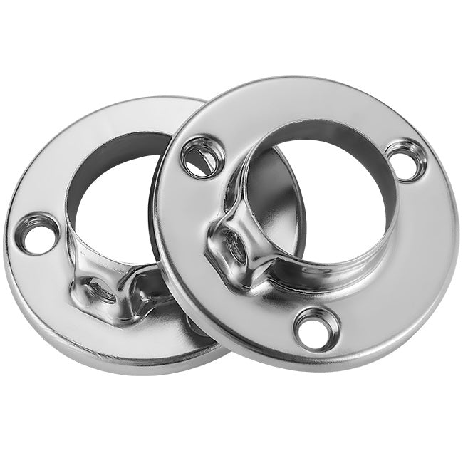 Base Anclaje para guardaropa o exibicion para tubo de 1 ". Acabado Cromado. (se vende por par)