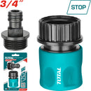 Conector rápido para manguera 3/4" con sistema de detención de agua. 2 piezas.