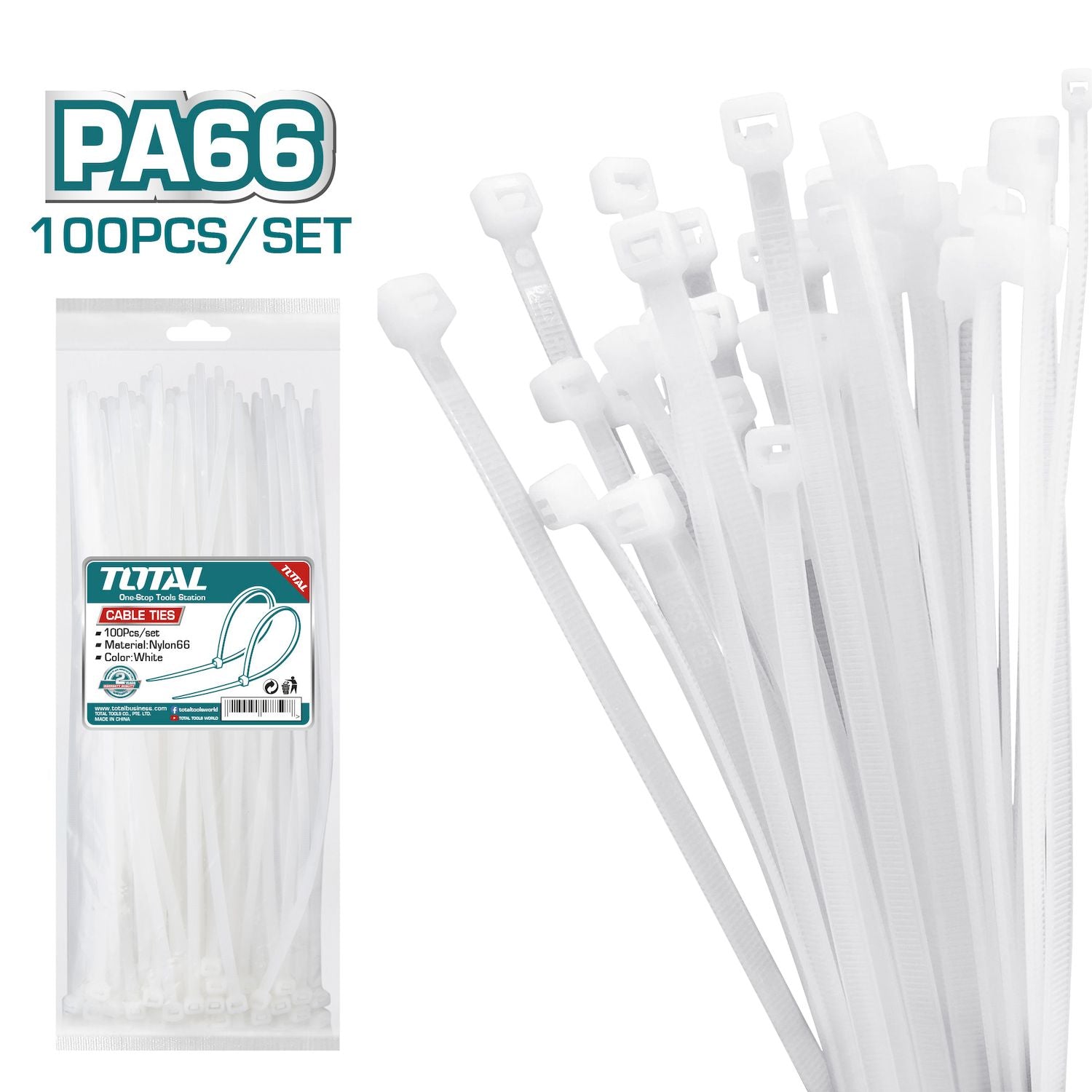 Zunchos plásticos 100 piezas. Blanco. Nylon.