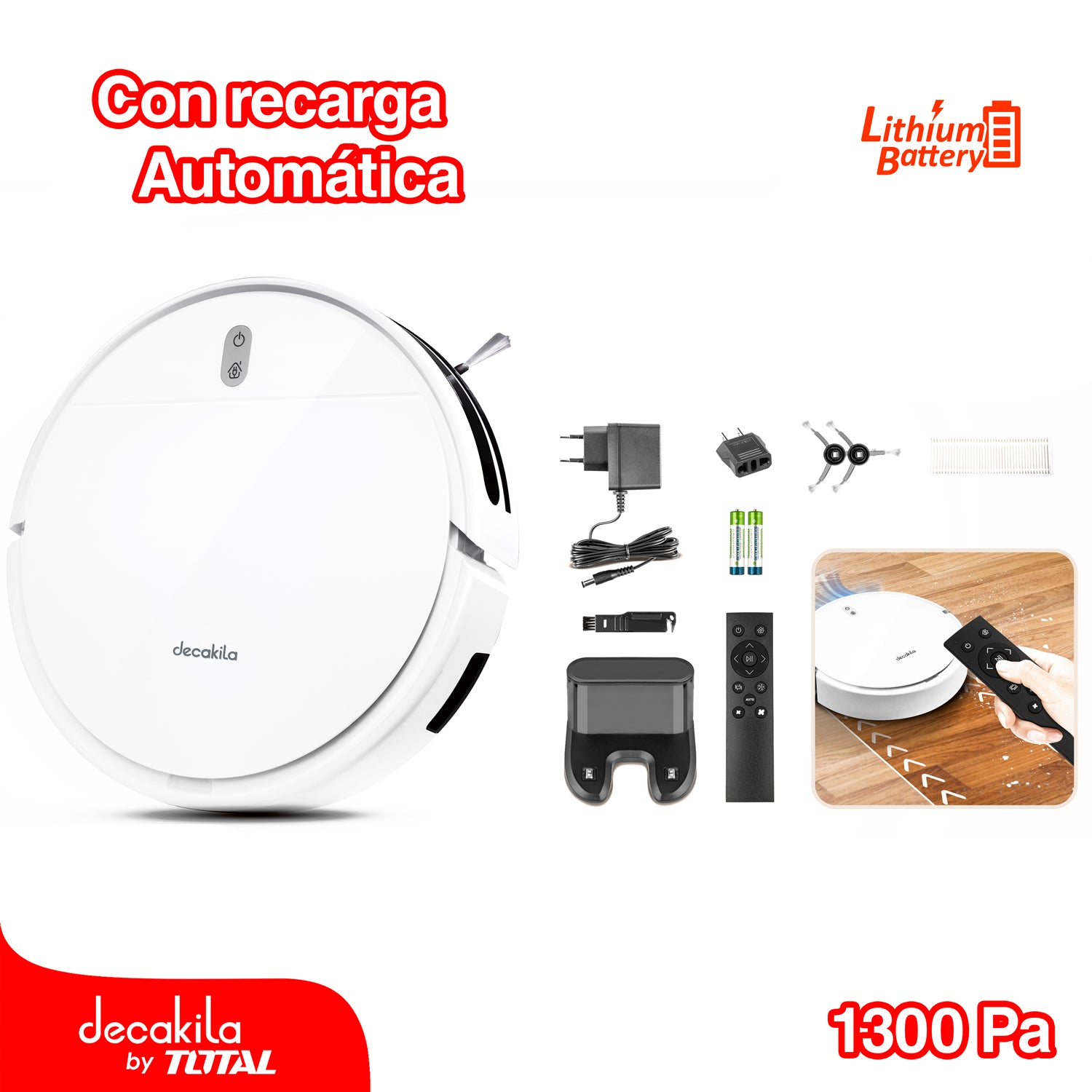 Robot aspiradora con giroscopio. Recarga automática. Batería de Litio.1300Pa