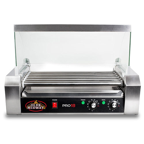 Grill de hotdog rotatorio 950W 110V 50/60hz. Con vitrina Dimens: 23" (wide) x 13" (deep)(1 año)