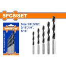 Brocas para madera tipo gusano. 5 pzas. Tamaños: 1/8",5/32",3/16",1/4", 5/16".