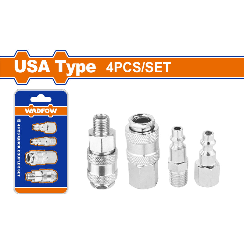 Acopladores de aire y conector. Tipo Americano. 4 piezas. Tamaño: 1/4". Estilo Hembra y Macho