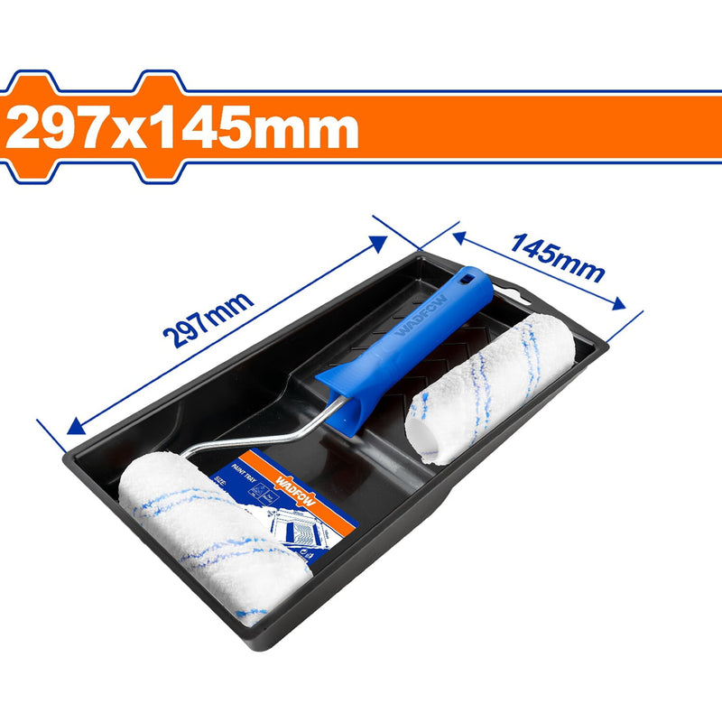 Rodillo para pintar 4" y bandeja para pintar de 297mmx145mm. Set 4 en 1.