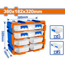 Organizador modular tipo torre. 380x182x320mm. Set de 6 piezas. Se une vertical u horizontal.