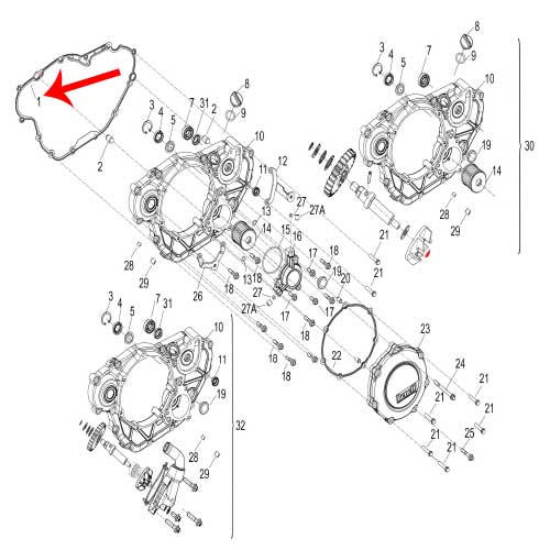 Empacadura del carter derecho (LEONCINO250 / TNT25 / TRK251)