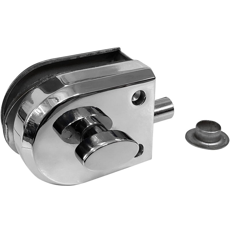 Cerradura sin llaves (pasador) p/puertas sencillas No req perforacion en vidrio 8 a 12 mm Brillante