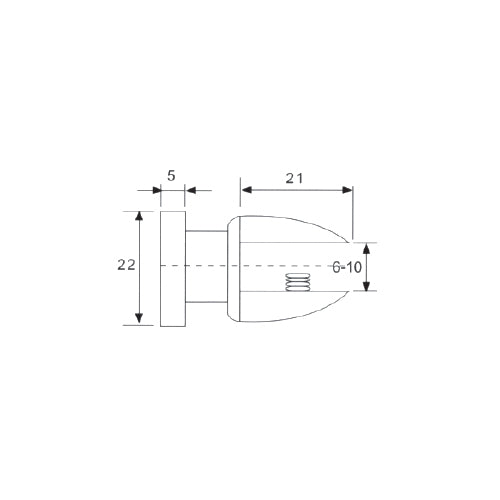 Soporte de repisas o vitrinas de tipo repisa-vidrio sencillo.Vidrios 6-10mm. Brillante (p/unidad)