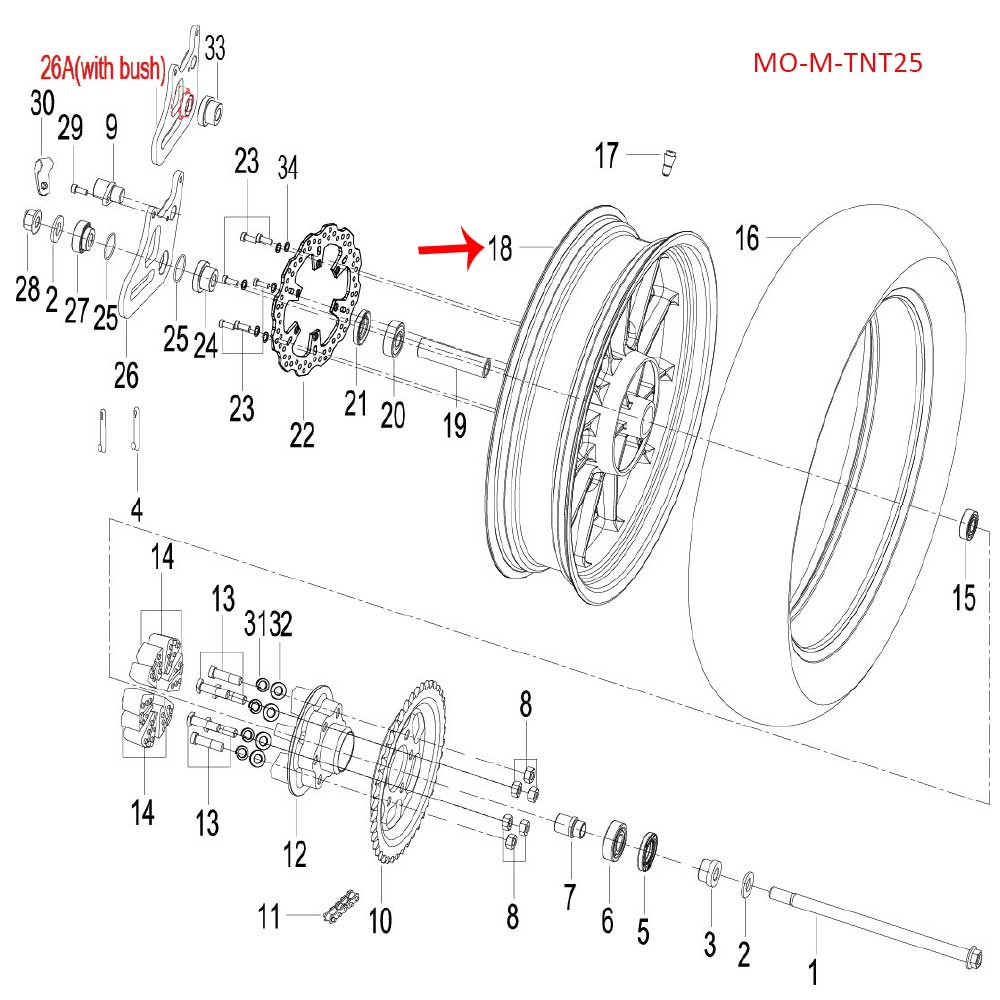 Rin trasero (TNT25 / TRK251)