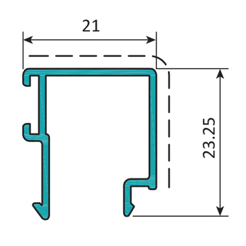Junquillo Recto 21 mm. Espesor 1.1 mm. Largo 5.85 mts. Acabado Lacado Madera Texturizado. (D3-P1-A1-