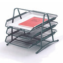 Bandejas metálicas de 3 niveles tamaño carta para escritorio, color negro