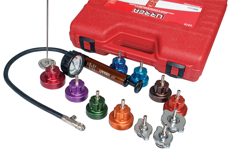 Juego para detección de fugas en radiador 14 piezas Urrea