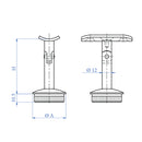 Soporte movil para corremanos. Para tubos de 42.4 mm. Acabado Espejo.