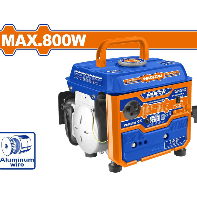 Generador a Gasolina 800W 110-120V. Frec. salida: 60Hz. Veloc. Nominal: 3600 rpm. Motor: 2 tiempos.