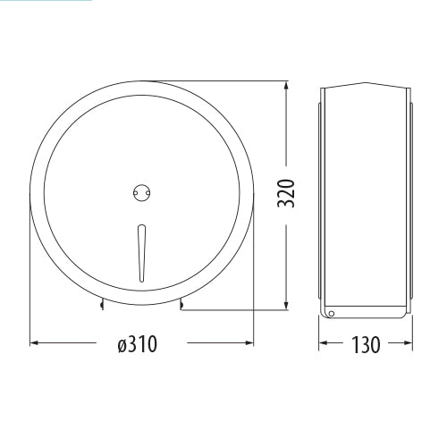 Dispensador papel rollo jumbo 310x130 mm. Con llave. Inox 304. satin.