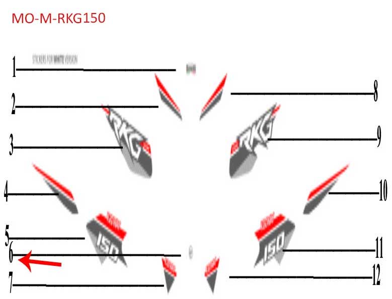 Calcomania del guardabarros delantero blanca (RKG150)