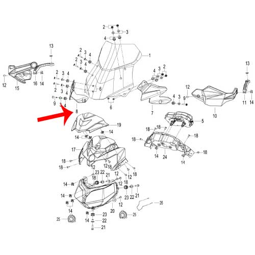 Parabrisas pequeño derecho (TRK502X)