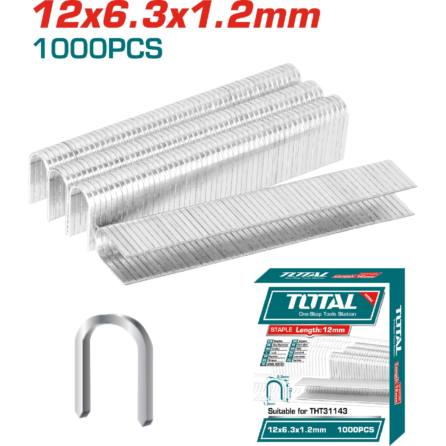 Grapas Longitud: 12mm, 1000pcs/caja de color para grapadora THT31143