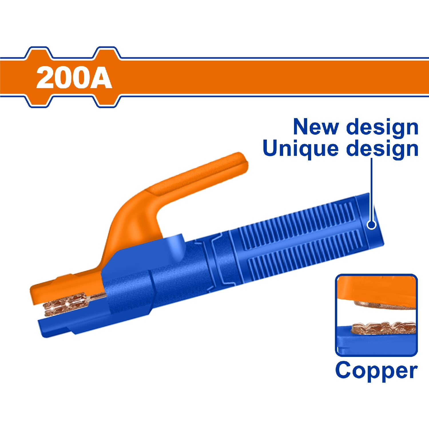 Porta Electrodo Corriente Nominal 200A. Long.200mm. Ideal para máquina de soldar MMA